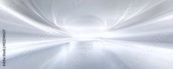 Fototapeta Abstract White Tunnel Perspective, 3D Rendering, Lines, Light, Perspective, abstract , background