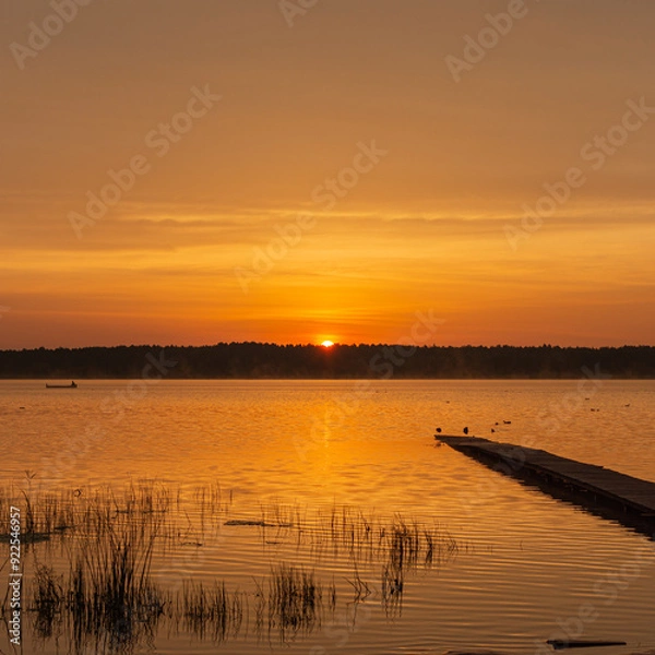 Obraz sunset on the lake
