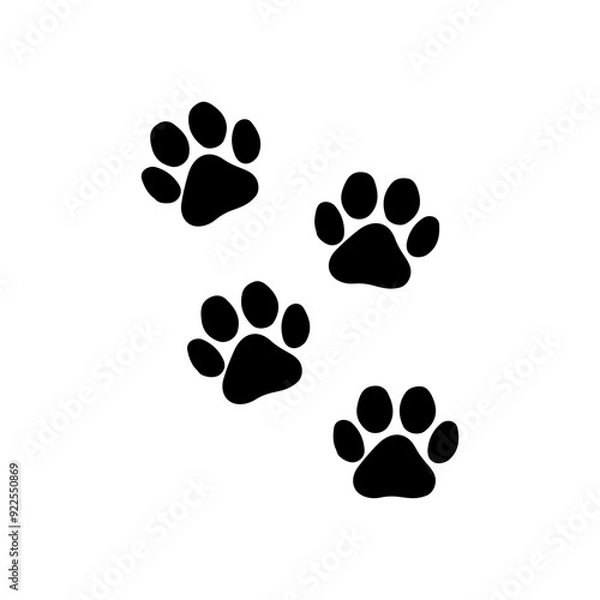 Fototapeta Paw Prints Step Svg, Svg Dog Traces, Black Prints Silhouettes digital clipart, Dog Traces Files, isolated vector, Instant download, Svg files for Cricut