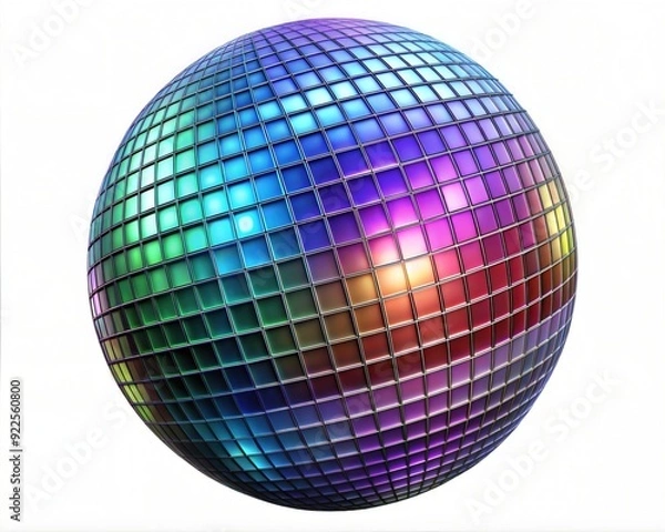 Fototapeta Reflective Hanging Retro Disco Ball Decoration: Event Decor for Night time Ambiance and Dance Floor Accessory, Featuring Sparkle and Glimmer for a Retro Celebration on the Dance Floor