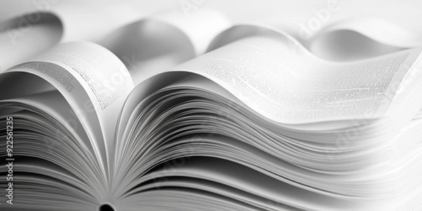 Fototapeta black and white, open book pages, soft focus, perfect for educational or literary content.