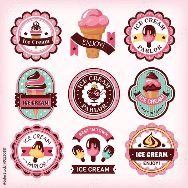 Fototapeta Set of ice cream labels