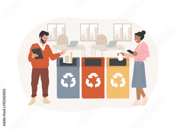 Fototapeta Recycling station isolated cartoon vector illustrations.