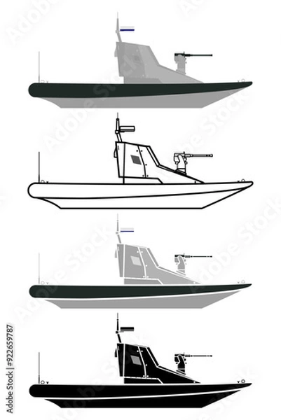 Obraz Unmanned surface vessel USV vector illustration