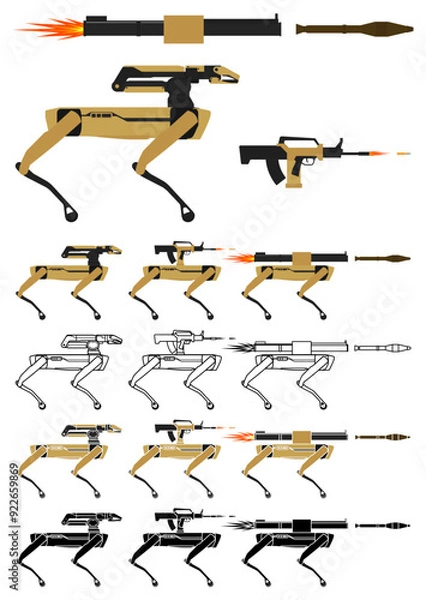 Obraz Unmanned dog robot vector illustration