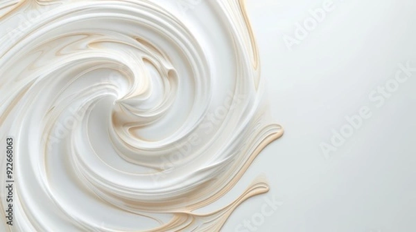 Obraz A painting of a white background with a swirl of yellow paint