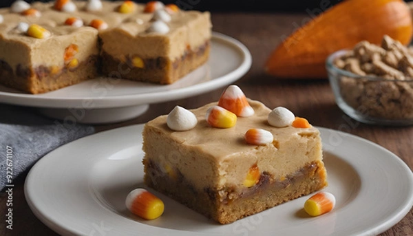 Fototapeta candy corn blondies on a plate