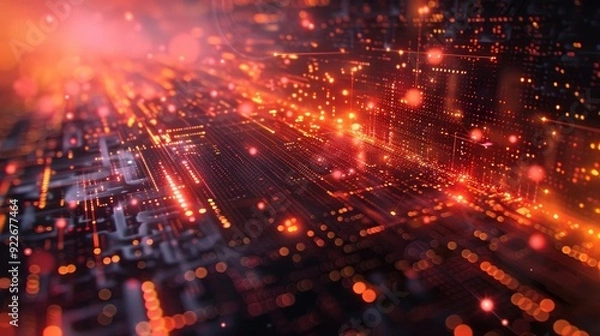 Fototapeta Abstract Technology Interface with Dynamic Graphs in a Futuristic Digital Space