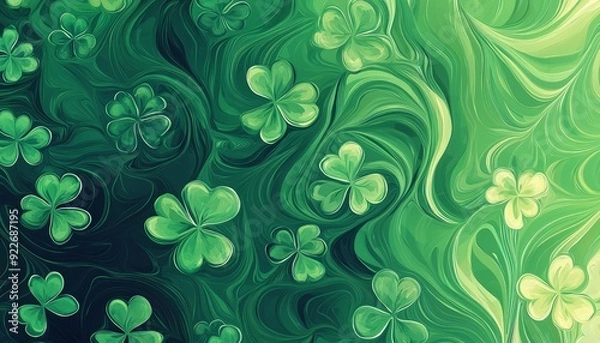 Obraz Abstract Green Background with Shamrock Design for St. Patrick's Day