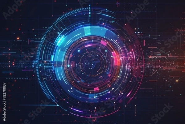 Fototapeta A futuristic digital design featuring a circular shape