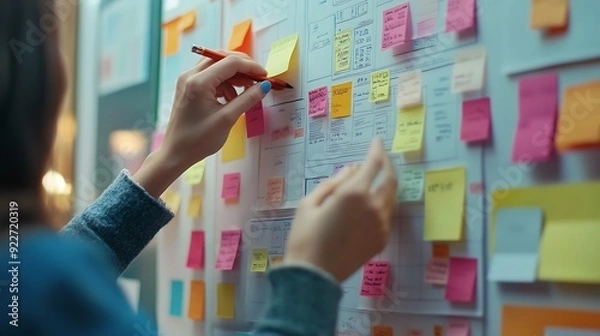 Fototapeta Web design , UX designconcep, Ui design wireframing process, team work card sorting mehtod in UX design