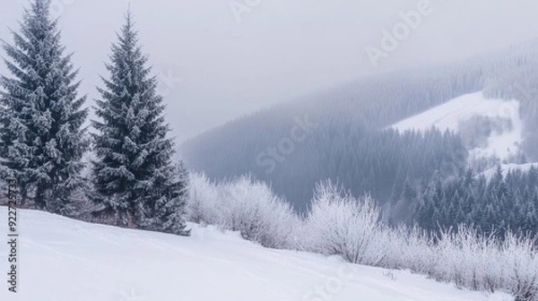 Fototapeta A person riding a snowboard down the side of a mountain, AI