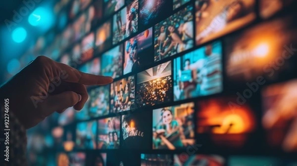 Fototapeta A media library idea and a virtual gallery for videos.