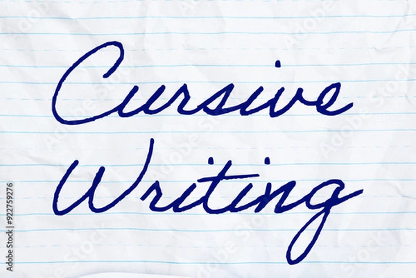 Obraz Cursive Writing on retro lined school crumpled paper
