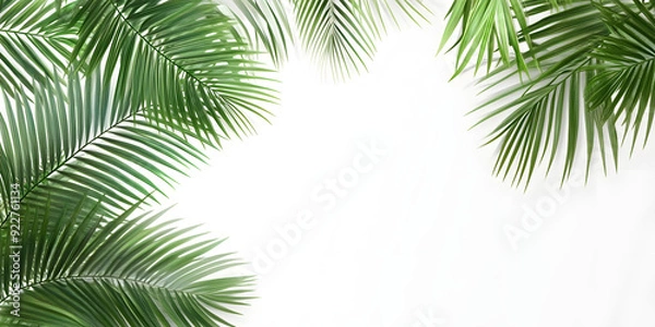 Fototapeta palm and tropical leaves on a white background. empty background for presentation