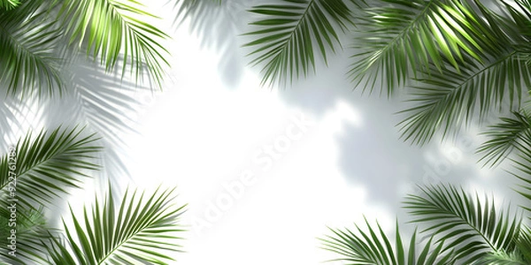 Fototapeta palm and tropical leaves on a white background. empty background for presentation