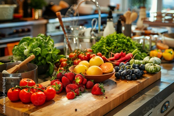 Fototapeta Fresh Produce On Kitchen Counter