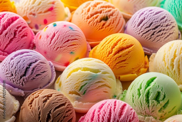 Fototapeta Close-Up of Colorful Ice Cream Scoops