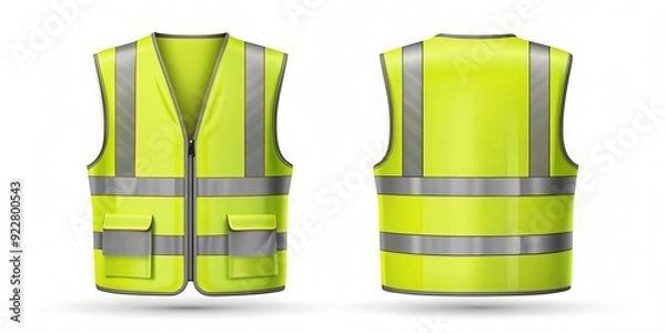Fototapeta Safety vest mockup for front and back views , safety, vest, gear, reflective, visibility, construction, workwear