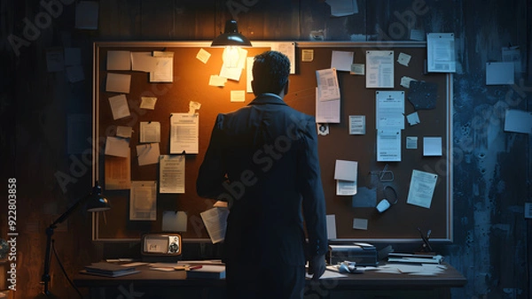 Fototapeta realistic high-resolution photo of detective, with detailed background