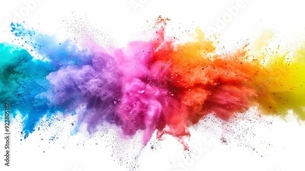 Fototapeta A vibrant explosion of colorful dust and particles creating a dynamic visual effect.