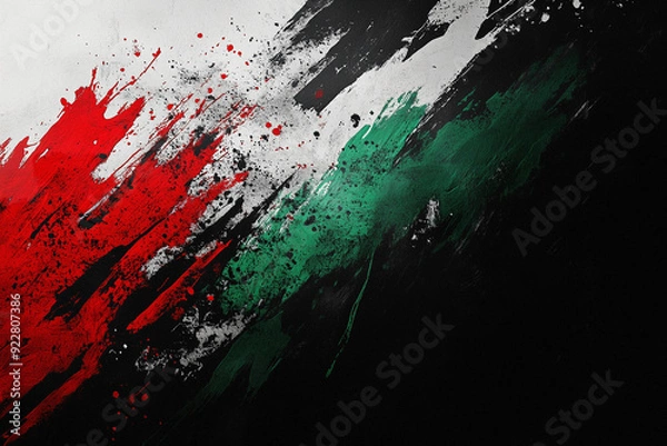 Fototapeta Abstract Background Featuring Palestinian Flag Colors in Black, Green, and Red, Dark and moody