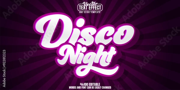 Fototapeta Disco editable text effect, customizable night and dance 3d font style