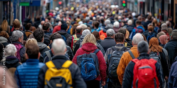 Fototapeta overcrowded areas, rush hour crowds
