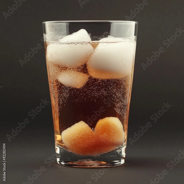 Fototapeta soft drink at glass with high volume of sugar
