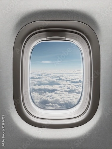 Fototapeta Aerial View of Cloudy Sky and Airplane Window