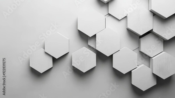 Fototapeta Geometric hexagonal design, monochromatic grey scale, minimalist and smooth texture, sleek and modern