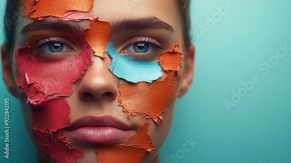 Fototapeta Abstract Art Portrait with Split Paint Effect