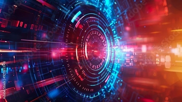 Fototapeta Futuristic Digital Interface with Circular HUD