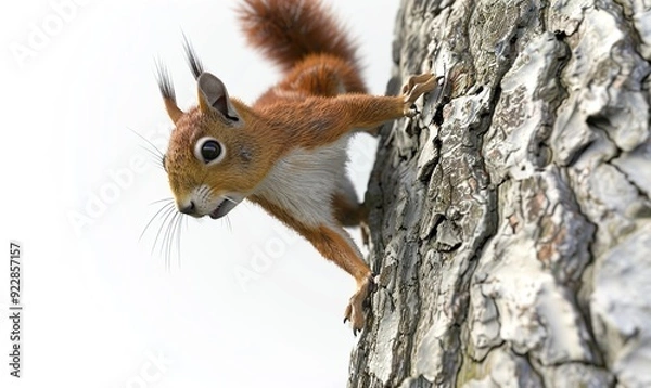 Fototapeta Squirrel small mammal animal with their long shaggy tail in forest habitat Generate AI