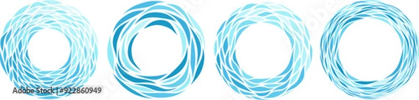 Fototapeta Blue circle frames with wave pattern