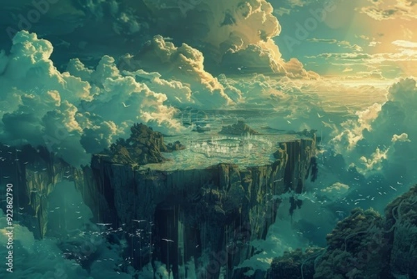 Fototapeta view of a island background animation