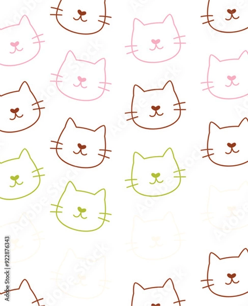Fototapeta Cat Faces Pattern