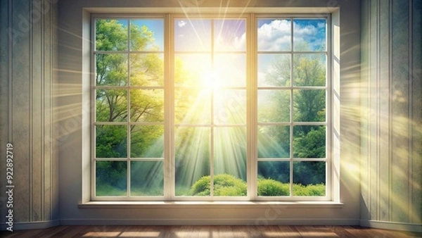 Fototapeta Soft and serene background of light streaming through a window , serene, peaceful, gentle, glow, rays, beams