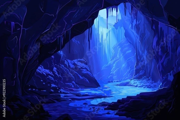 Fototapeta A View From the Cave Entrance to the Waterfall