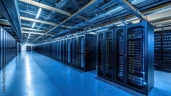 Obraz A data center with predictive maintenance algorithms
