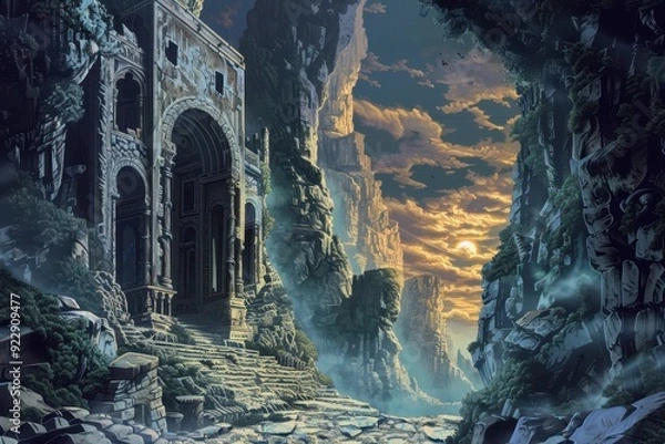 Fototapeta Ancient Stone Structure in a Mountain Gorge