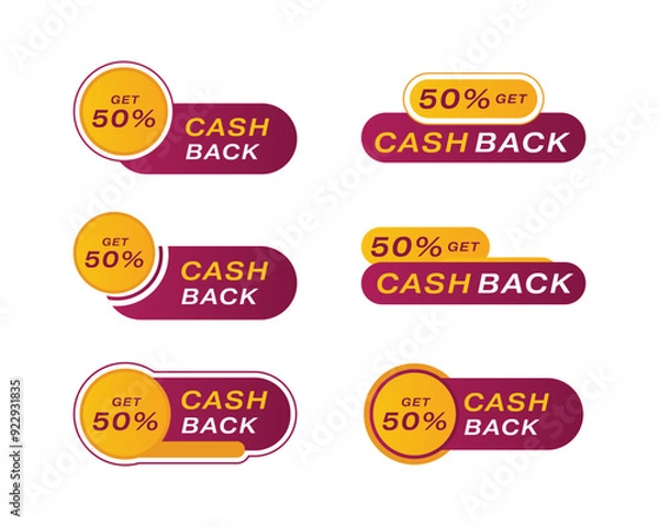 Obraz A set of stickers with a discount sign that says cashback vector special offer
