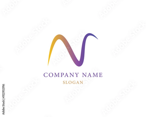 Obraz Letter N flat design n logo vector template