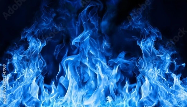 Fototapeta 青い炎. Blue Flames. AI generated.