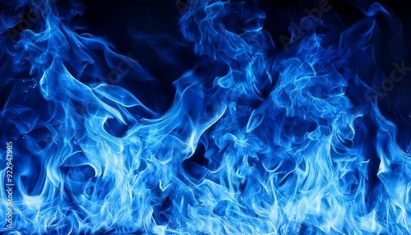 Fototapeta 青い炎. Blue Flames. AI generated.