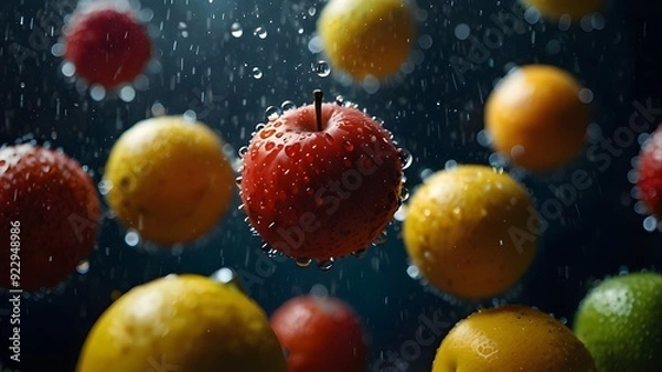 Fototapeta A vibrant and colorful still life composition featuring a variety of fruits, each one carefully placed and isolated against a crisp white background.
