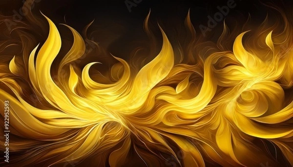 Fototapeta 黄色い炎. Yellow Flames. AI generated.