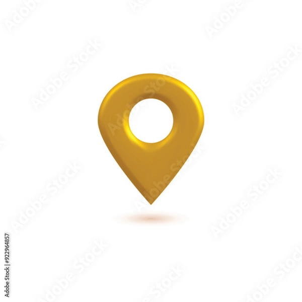 Fototapeta location icon mark. Realistic 3d yellow Locate pin gps map design png transparent background. Vector illustration	