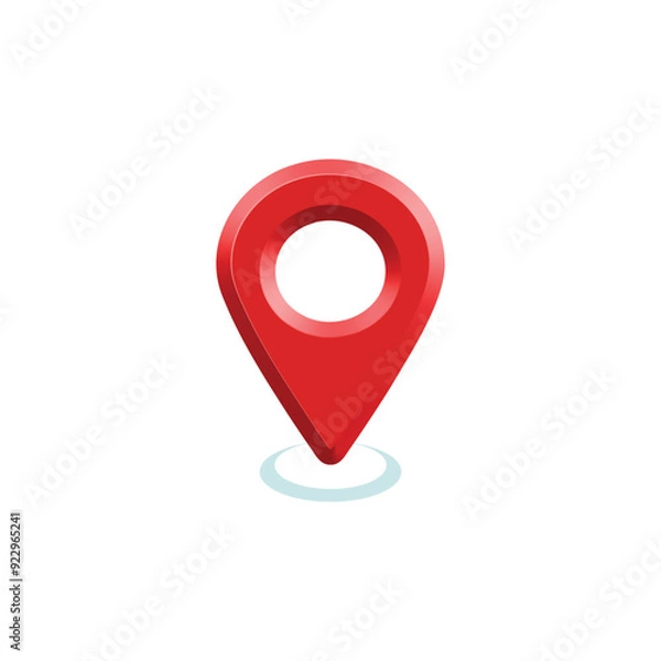 Fototapeta location icon mark. Realistic 3d emboss red Locate pin gps map design png transparent background. Vector illustration	