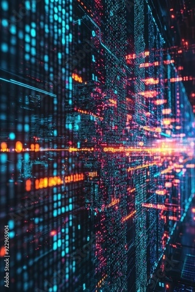 Fototapeta Series mainframe in a futuristic a matrix code 